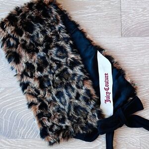 Juicy Couture Leopard Faux Fur Scarf - Brown/Black